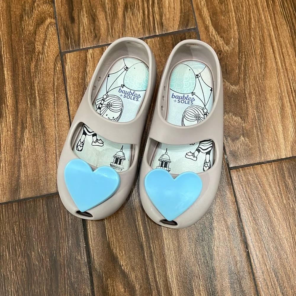 Baubles + Soles shoes with blue heart size 10